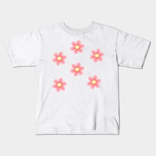 Pink Flowers Pixel Art Kids T-Shirt